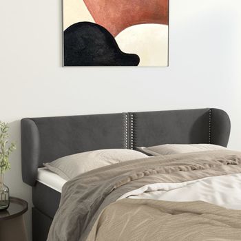 Cabecero Cama | Panel De Cabecera De Terciopelo Gris Oscuro 147x23x78/88 Cm Cfw407130