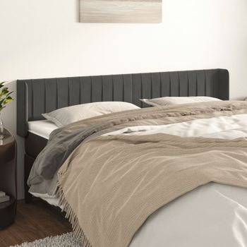 Cabecero Cama | Panel De Cabecera De Terciopelo Gris Oscuro 183x16x78/88 Cm Cfw449353