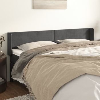 Cabecero Cama | Panel De Cabecera De Terciopelo Gris Oscuro 183x16x78/88 Cm Cfw216537