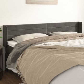 Cabecero Cama | Panel De Cabecera De Terciopelo Gris Oscuro 183x16x78/88 Cm Cfw425006