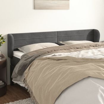 Cabecero Cama | Panel De Cabecera De Terciopelo Gris Oscuro 183x23x78/88 Cm Cfw978629