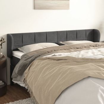 Cabecero Cama | Panel De Cabecera De Terciopelo Gris Oscuro 183x23x78/88 Cm Cfw456175