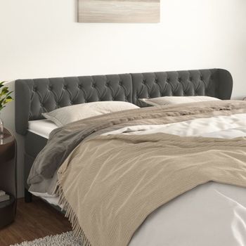 Cabecero Cama | Panel De Cabecera De Terciopelo Gris Oscuro 183x23x78/88 Cm Cfw854885