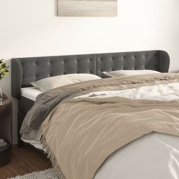 Cabecero Cama | Panel De Cabecera De Terciopelo Gris Oscuro 183x23x78/88 Cm Cfw397731