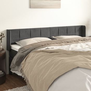 Cabecero Cama | Panel De Cabecera De Terciopelo Gris Oscuro 203x16x78/88 Cm Cfw704539