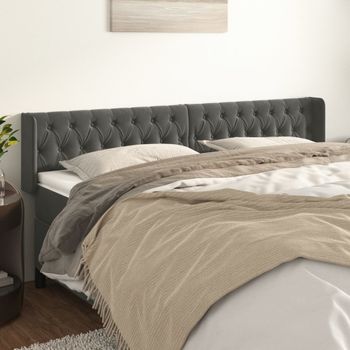 Cabecero Cama | Panel De Cabecera De Terciopelo Gris Oscuro 203x16x78/88 Cm Cfw935585