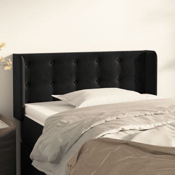 Cabecero Cama | Panel De Cabecera De Terciopelo Negro 103x16x78/88 Cm Cfw332468