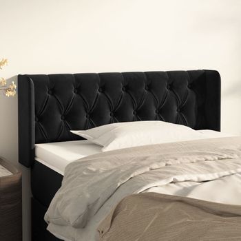 Cabecero Cama | Panel De Cabecera De Terciopelo Negro 103x16x78/88 Cm Cfw137949