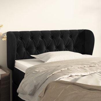 Cabecero Cama | Panel De Cabecera De Terciopelo Negro 103x23x78/88 Cm Cfw997511