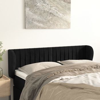 Cabecero Cama | Panel De Cabecera De Terciopelo Negro 147x23x78/88 Cm Cfw401743