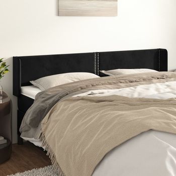 Cabecero Cama | Panel De Cabecera De Terciopelo Negro 163x16x78/88 Cm Cfw181104