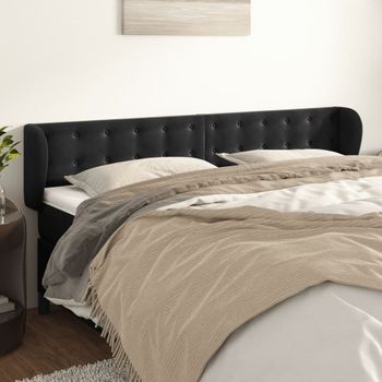 Cabecero Cama | Panel De Cabecera De Terciopelo Negro 163x23x78/88 Cm Cfw274342