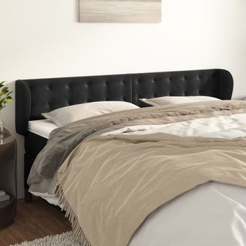 Cabecero Cama | Panel De Cabecera De Terciopelo Negro 183x23x78/88 Cm Cfw707534