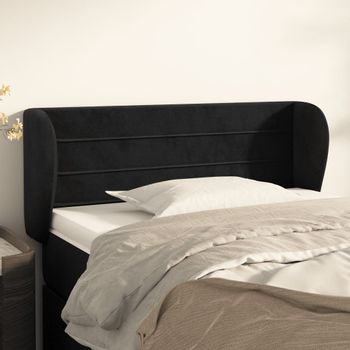 Cabecero Cama | Panel De Cabecera De Terciopelo Negro 93x23x78/88 Cm Cfw272407