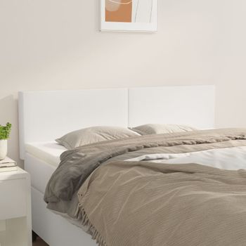 Pack 2 Uds Cabeceros Cama | Panel De Cabeceras Cuero Sintético Blanco 72x5x78/88 Cm Cfw531498