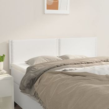 Pack 2 Uds Cabeceros Cama | Panel De Cabeceras Cuero Sintético Blanco 72x5x78/88 Cm Cfw320669