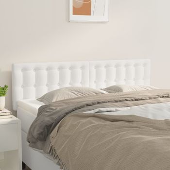 Pack 2 Uds Cabeceros Cama | Panel De Cabeceras Cuero Sintético Blanco 72x5x78/88 Cm Cfw786004