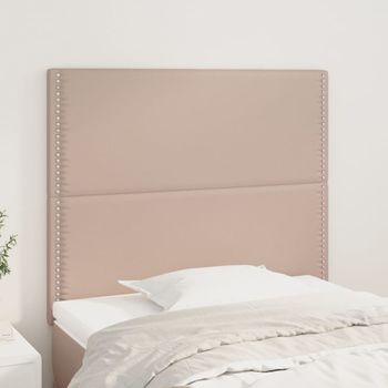 Pack 2 Uds Cabeceros Cama | Panel De Cabeceras Cuero Sintético Capuchino 100x5x78/88 Cm Cfw696927