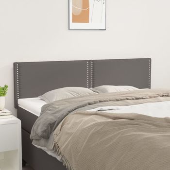 Pack 2 Uds Cabeceros Cama | Panel De Cabeceras Cuero Sintético Gris 72x5x78/88 Cm Cfw478817