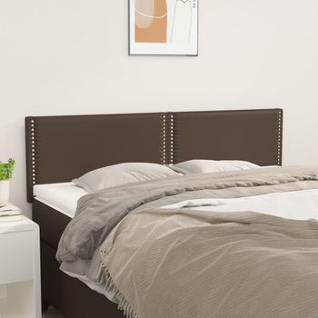 Pack 2 Uds Cabeceros Cama | Panel De Cabeceras Cuero Sintético Marrón 72x5x78/88 Cm Cfw212831