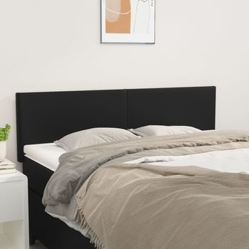 Pack 2 Uds Cabeceros Cama | Panel De Cabeceras Cuero Sintético Negro 72x5x78/88 Cm Cfw133290