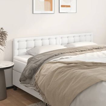 Pack 2 Uds Cabeceros Cama | Panel De Cabeceras De Cuero Sintético Blanco 90x5x78/88 Cm Cfw159844