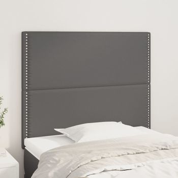 Pack 2 Uds Cabeceros Cama | Panel De Cabeceras De Cuero Sintético Gris 80x5x78/88 Cm Cfw984361