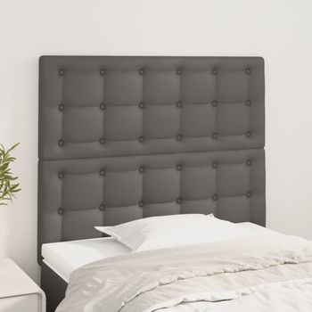 Pack 2 Uds Cabeceros Cama | Panel De Cabeceras De Cuero Sintético Gris 90x5x78/88cm Cfw709588