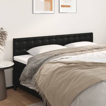 Pack 2 Uds Cabeceros Cama | Panel De Cabeceras De Cuero Sintético Negro 100x5x78/88 Cm Cfw162648