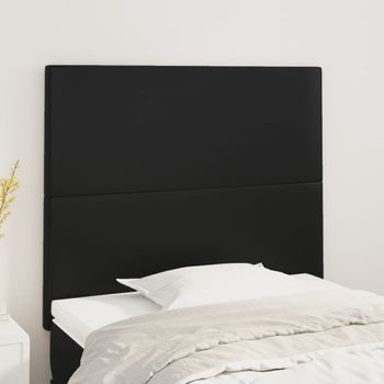 Pack 2 Uds Cabeceros Cama | Panel De Cabeceras De Cuero Sintético Negro 100x5x78/88 Cm Cfw512673