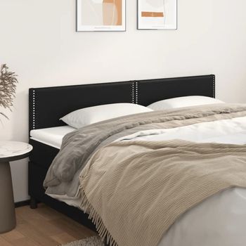 Pack 2 Uds Cabeceros Cama | Panel De Cabeceras De Cuero Sintético Negro 100x5x78/88 Cm Cfw544942