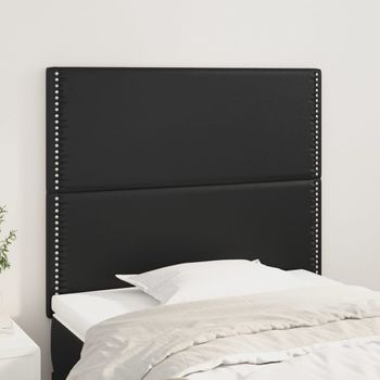 Pack 2 Uds Cabeceros Cama | Panel De Cabeceras De Cuero Sintético Negro 100x5x78/88 Cm Cfw656485