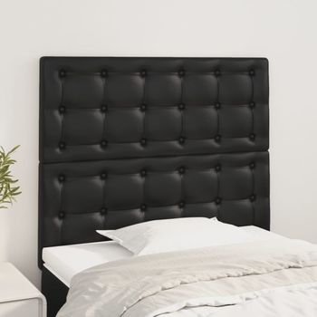 Pack 2 Uds Cabeceros Cama | Panel De Cabeceras De Cuero Sintético Negro 90x5x78/88 Cm Cfw836495