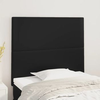 Pack 2 Uds Cabeceros Cama | Panel De Cabeceras De Cuero Sintético Negro 90x5x78/88 Cm Cfw745736