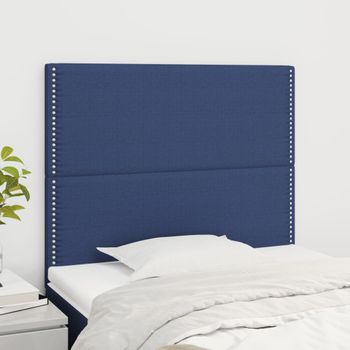 Pack 2 Uds Cabeceros Cama | Panel De Cabeceras De Tela Azul 100x5x78/88 Cm Cfw472132