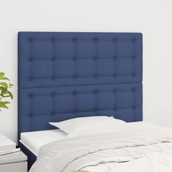 Pack 2 Uds Cabeceros Cama | Panel De Cabeceras De Tela Azul 100x5x78/88 Cm Cfw175574