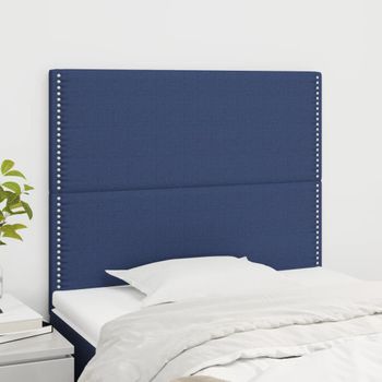 Pack 2 Uds Cabeceros Cama | Panel De Cabeceras De Tela Azul 80x5x78/88 Cm Cfw108258