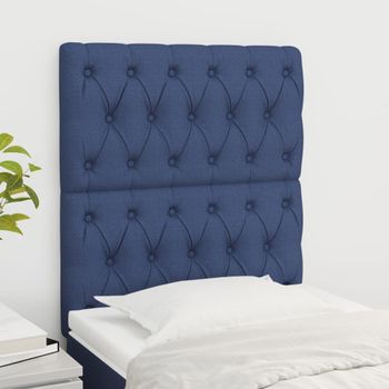 Pack 2 Uds Cabeceros Cama | Panel De Cabeceras De Tela Azul 80x7x78/88 Cm Cfw354277