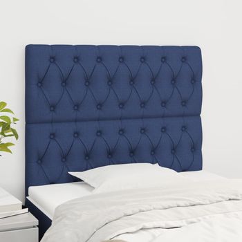 Pack 2 Uds Cabeceros Cama | Panel De Cabeceras De Tela Azul 90x7x78/88 Cm Cfw283564