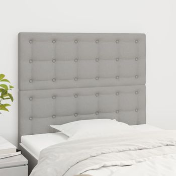 Pack 2 Uds Cabeceros Cama | Panel De Cabeceras De Tela Gris Claro 100x5x78/88 Cm Cfw774166