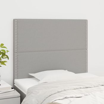 Pack 2 Uds Cabeceros Cama | Panel De Cabeceras De Tela Gris Claro 100x5x78/88 Cm Cfw421754