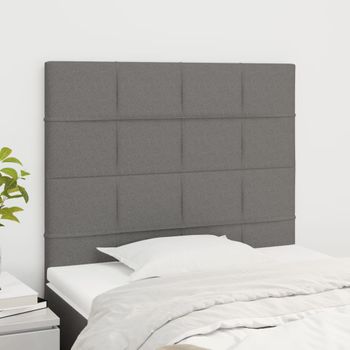 Pack 2 Uds Cabeceros Cama | Panel De Cabeceras De Tela Gris Oscuro 100x5x78/88 Cm Cfw332873