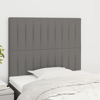 Pack 2 Uds Cabeceros Cama | Panel De Cabeceras De Tela Gris Oscuro 100x5x78/88 Cm Cfw634968