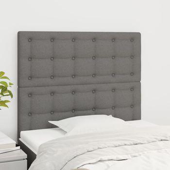 Pack 2 Uds Cabeceros Cama | Panel De Cabeceras De Tela Gris Oscuro 100x5x78/88 Cm Cfw200654