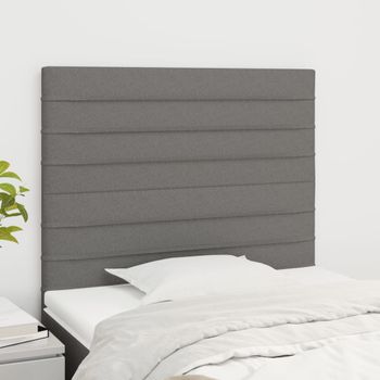 Pack 2 Uds Cabeceros Cama | Panel De Cabeceras De Tela Gris Oscuro 100x5x78/88 Cm Cfw198476