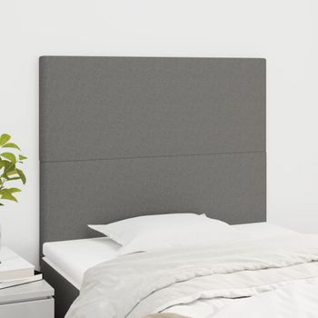 Pack 2 Uds Cabeceros Cama | Panel De Cabeceras De Tela Gris Oscuro 100x5x78/88 Cm Cfw653943