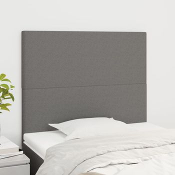 Pack 2 Uds Cabeceros Cama | Panel De Cabeceras De Tela Gris Oscuro 80x5x78/88 Cm Cfw580255