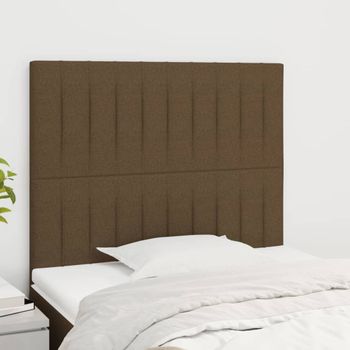 Pack 2 Uds Cabeceros Cama | Panel De Cabeceras De Tela Marrón Oscuro 100x5x78/88 Cm Cfw393886