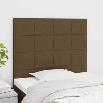 Pack 2 Uds Cabeceros Cama | Panel De Cabeceras De Tela Marrón Oscuro 100x5x78/88 Cm Cfw771510