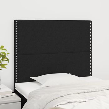 Pack 2 Uds Cabeceros Cama | Panel De Cabeceras De Tela Negro 100x5x78/88 Cm Cfw928617